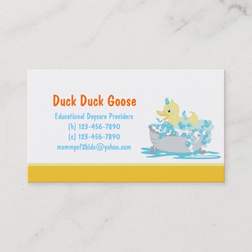 Duck in Tub Daycare or any business card template