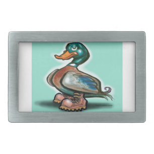Duck in Work Boots Rectangular Belt Buckle