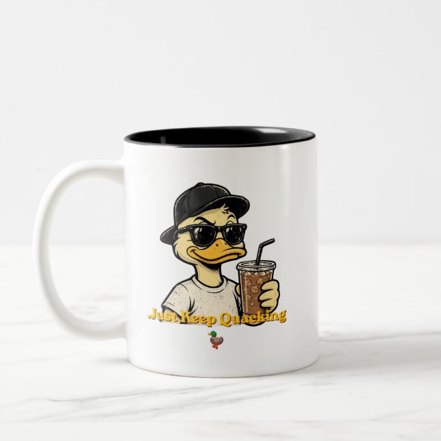 Duck – Just Keep Quacking Two-Tone Coffee Mug (Left)