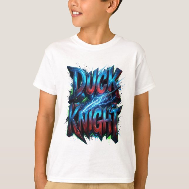 Duck Knight 3D Cyber Graffiti Logo  T-Shirt (Front)
