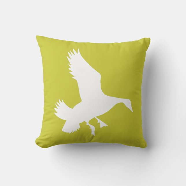 Duck Landing Throw Pillow (Front)