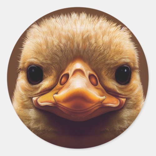 Duck Life Like Portrait Beak with Yellow Feathers Classic Round Sticker