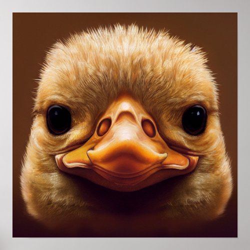 Duck Life Like Portrait Beak with Yellow Feathers Poster