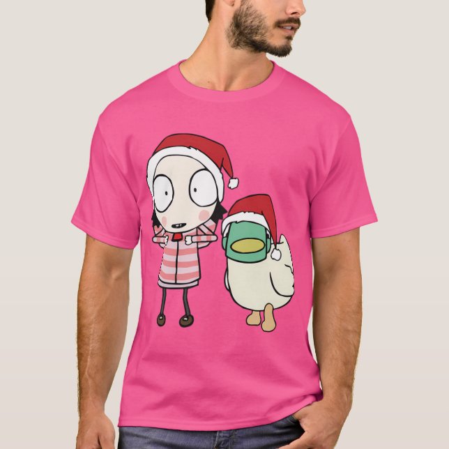 Duck Little Pet Friend Cute Girl Cartoon Her Vinta T-Shirt (Front)