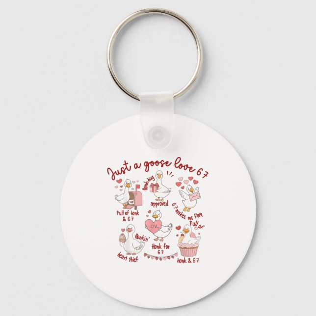 Duck Love 67 Goose Valentine Lover Funny Valentine Keychain (Front)