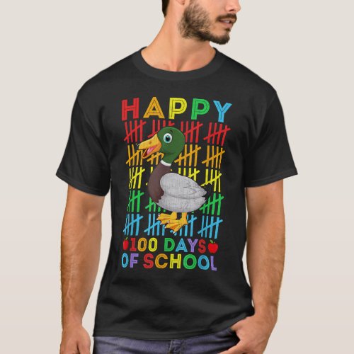 Duck Lovers Teacher Student Happy 100 Days of Scho T_Shirt