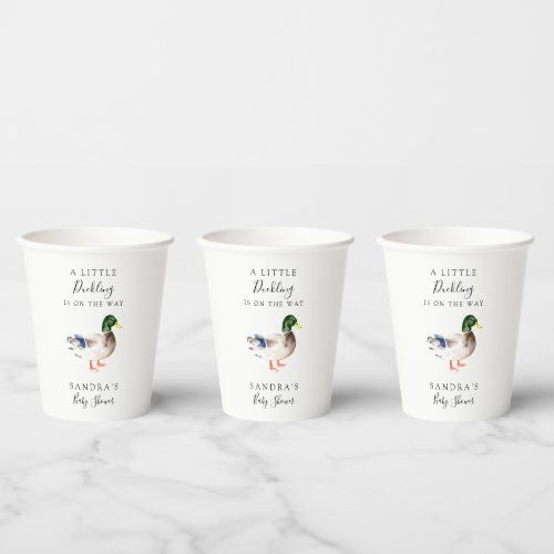 Duck Mallard Baby Shower Little Duckling Simple Paper Cups