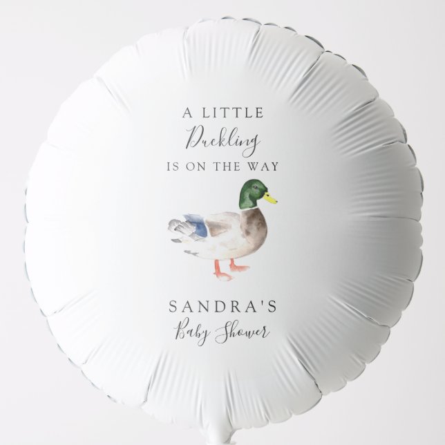 Duck Mallard Baby Shower Minimal Modern Elegant Balloon (Front)