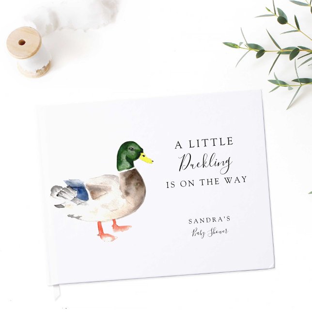 Duck Mallard Baby Shower Minimal Modern Elegant Guest Book (Creator Uploaded)