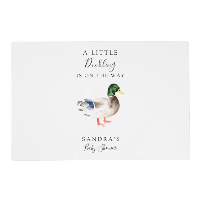 Duck Mallard Baby Shower Minimal Modern Elegant Placemat (Front)
