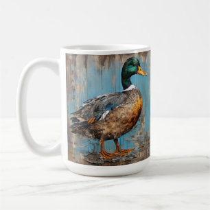 Duck, mallard, rustic country charm, gift for him coffee mug