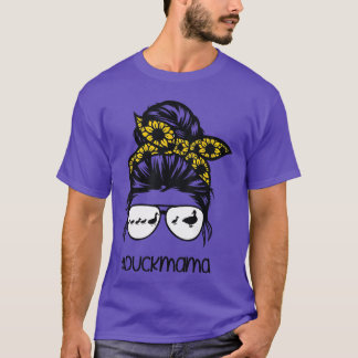 Duck Mama Messy Bun Sunflower Duck mom Messy bun S T-Shirt