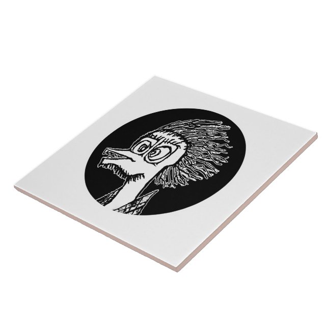 Duck man portrait sketchy drawing ceramic tile (Side)