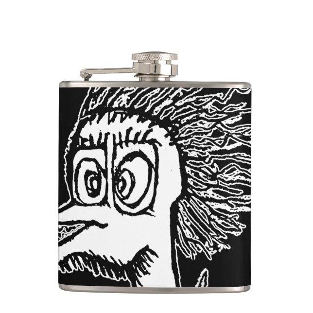 Duck man portrait sketchy drawing flask (Front)