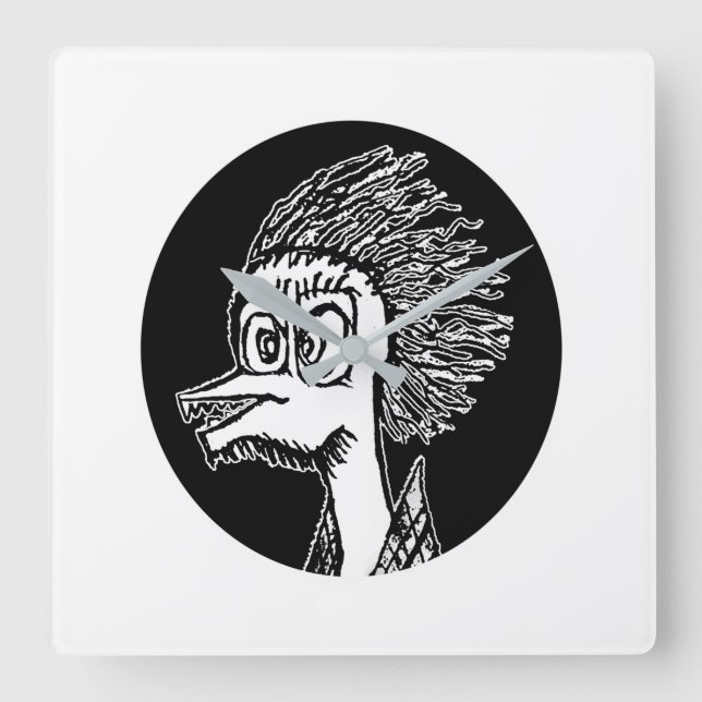 Duck man portrait sketchy drawing square wall clock (Front)