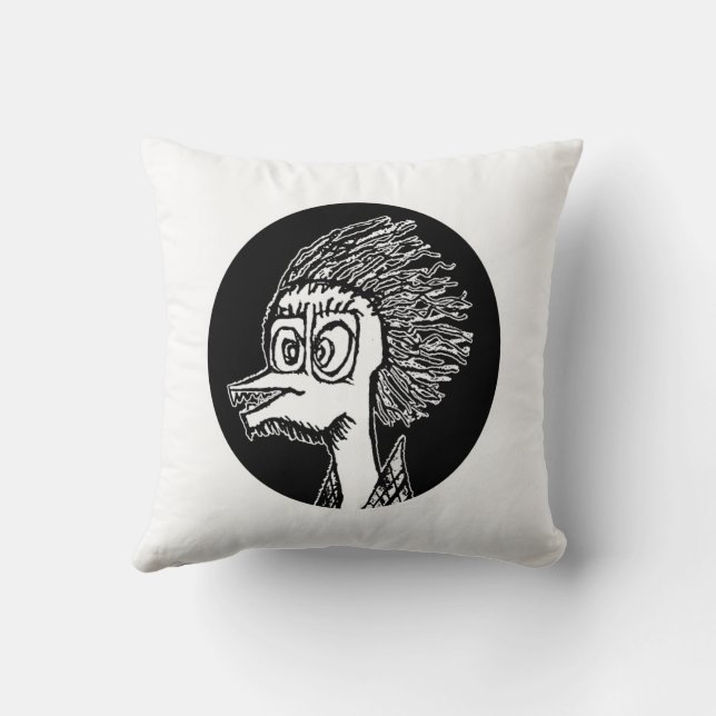 Duck man portrait sketchy drawing throw pillow (Back)