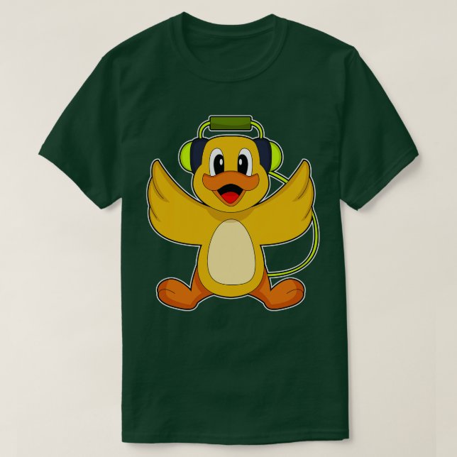 Duck Musician Headphone Music T-Shirt (Design Front)
