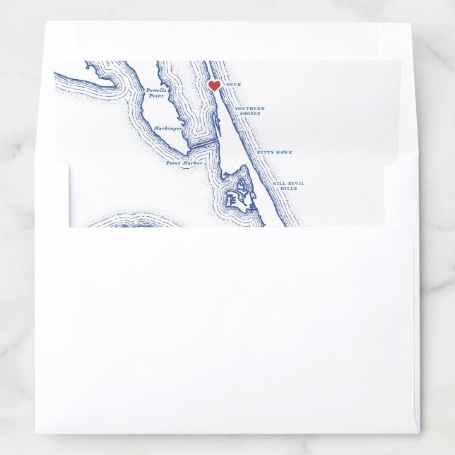 Duck NC Map Elegant Navy Blue Wedding Envelope Liner (In Envelope)