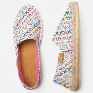Duck, North Carolina Colorful Text Pattern Espadrilles