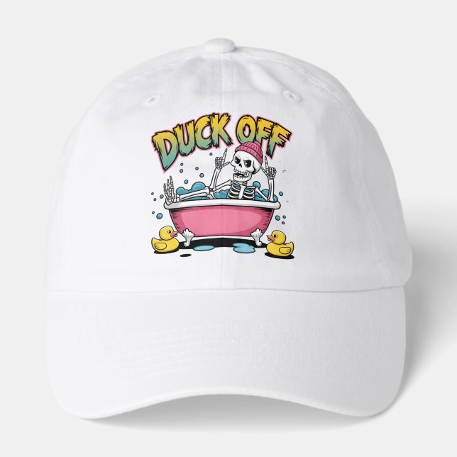 Duck Off Funny Skeleton Design-61161 Hat (Front)