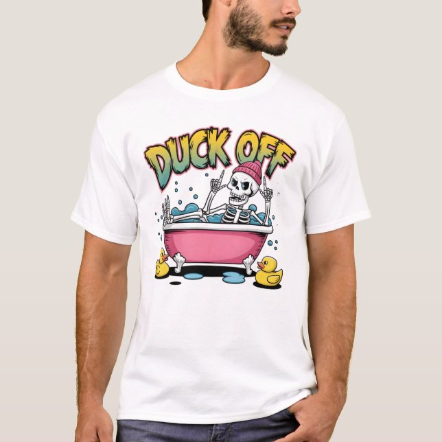 Duck Off Funny Skeleton Design-61161 T-Shirt (Front)