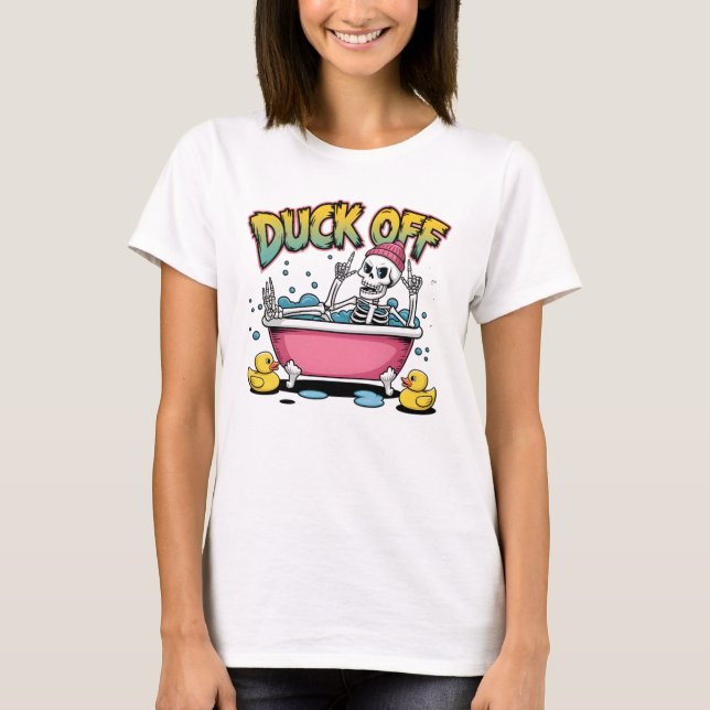 Duck Off Funny Skeleton Design-61161 T-Shirt (Front)