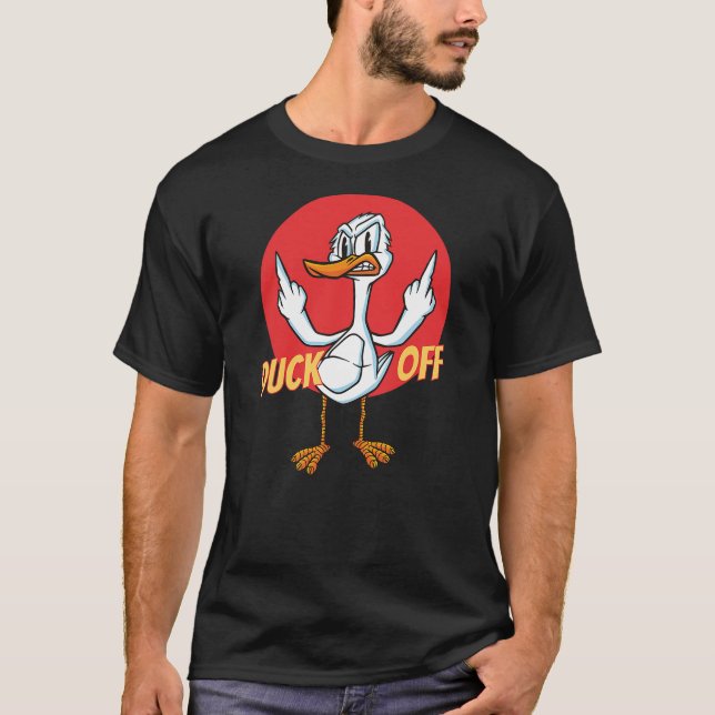 Duck Off Sarcastic Funny Middle Finger Pun Duck Ca T-Shirt (Front)