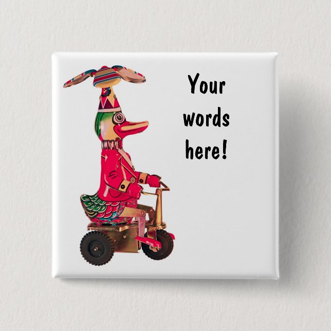 Duck on a Trike Pinback Button (Front)