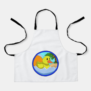Duck on Beach with Palm trees.PNG Apron