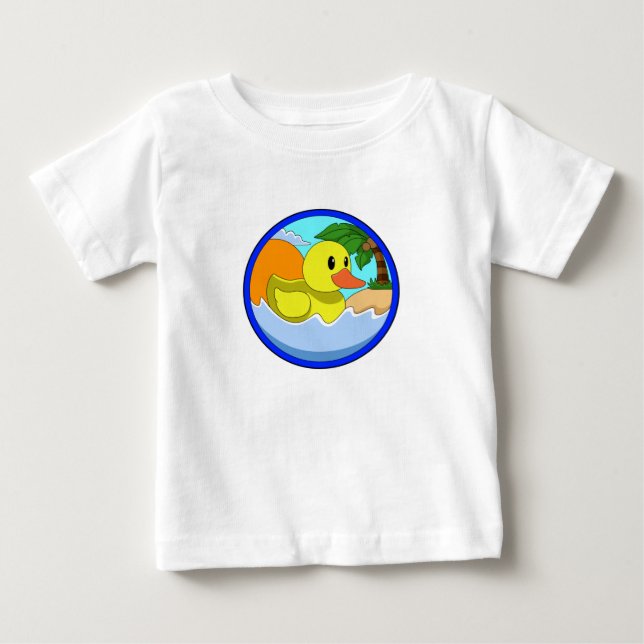 Duck on Beach with Palm trees.PNG Baby T-Shirt (Front)