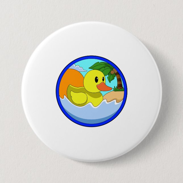 Duck on Beach with Palm trees.PNG Button (Front)