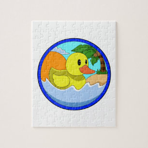 Duck on Beach with Palm trees.PNG Jigsaw Puzzle