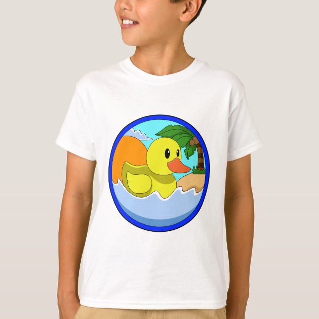 Duck on Beach with Palm trees.PNG T-Shirt (Front)