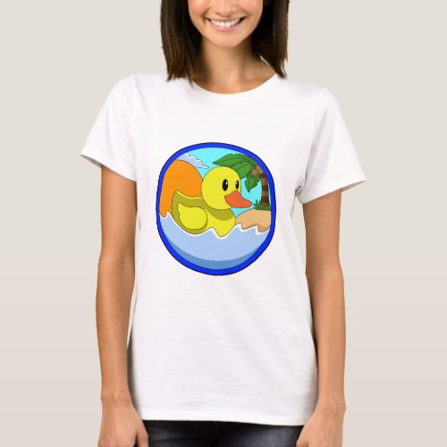 Duck on Beach with Palm treesPNG T_Shirt