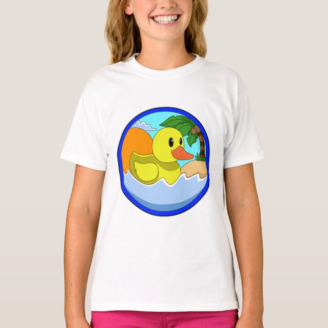 Duck on Beach with Palm trees.PNG T-Shirt (Front)