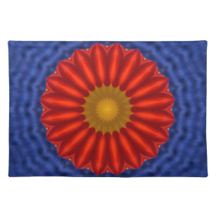 Duck on blue with red kaleidoscope cloth placemat
