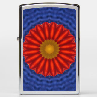 Duck on blue with red kaleidoscope zippo lighter