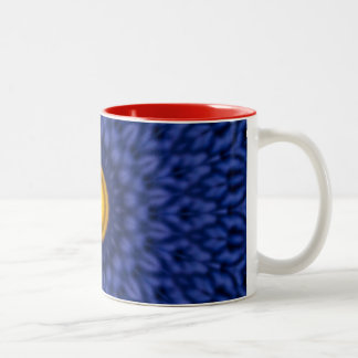 Duck on blue with yellow kaleidoscope Two-Tone coffee mug