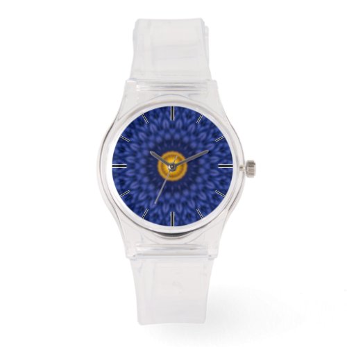 Duck on blue with yellow kaleidoscope watch