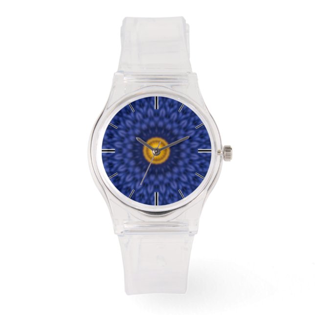 Duck on blue with yellow kaleidoscope watch (Front)