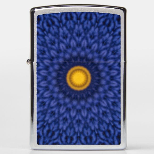 Duck on blue with yellow kaleidoscope zippo lighter (Front)
