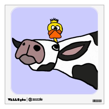 Duck On Cow Cartoon Wall Sticker by tickleyourfunnybone at Zazzle