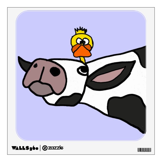Duck on Cow Cartoon Wall Sticker (Front)