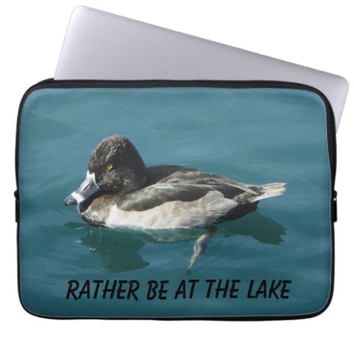 Duck on Water Black White Bird Nature Lover Lake Laptop Sleeve