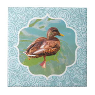 Duck on Water Teal Tile