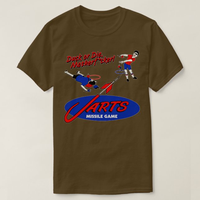 Duck or Die Lawn Jarts Missile Game T-Shirt (Design Front)