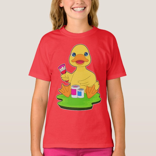 Duck Painter Paint brush Painting T-Shirt (Front)
