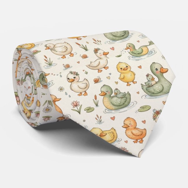 Duck Pattern Neck Tie (Rolled)