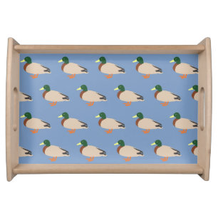 Duck Pattern on Blue Serving Tray