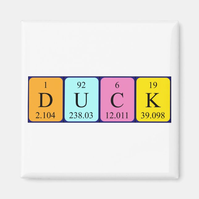 Duck periodic table name magnet (Front)